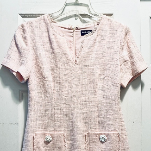 Pink Tweed Short sleeve Dress - Picture 8 of 11